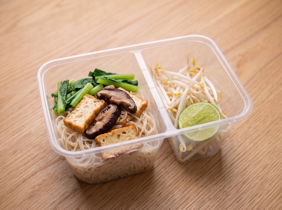 ก๋วยเตี๋ยวแห้ง ในกล่องข้าวสองช่อง